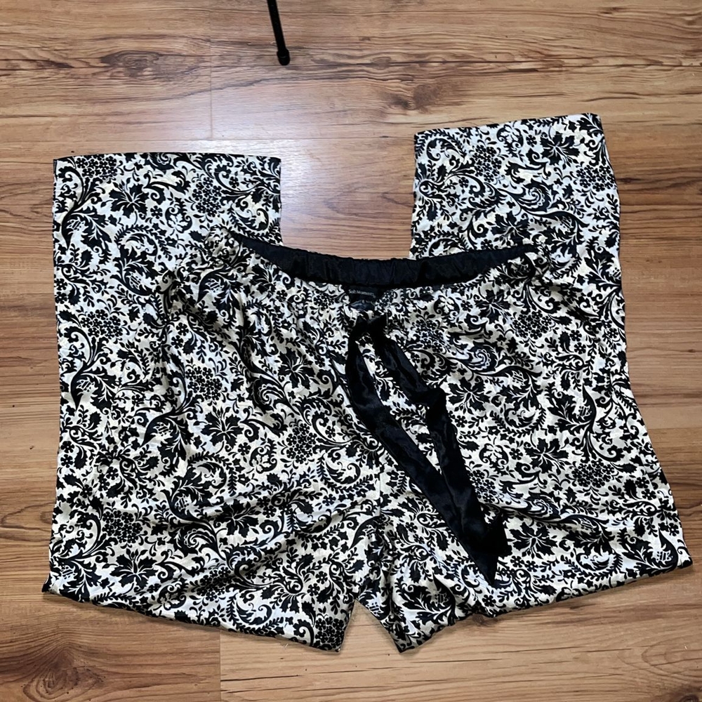 Elegant Black and White Floral Pajama Set